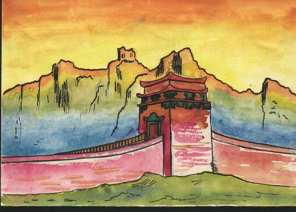 раскраска Великая Китайская стена, древних укреплений для защиты северной границы Китайской империи