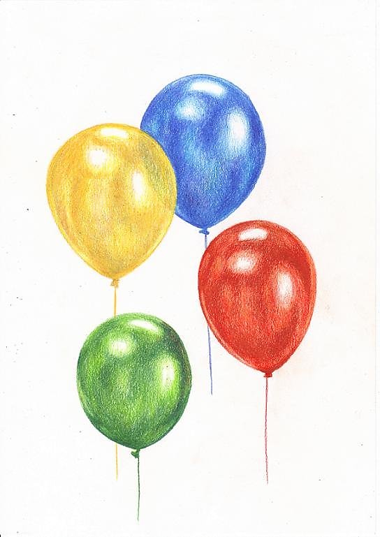 Кошка с шариками рисование средняя группа. Воздушные горы цветными карандашами. Воздушные шары цветными карандашами. Рисование цветные шары. Рисование воздушными шариками.