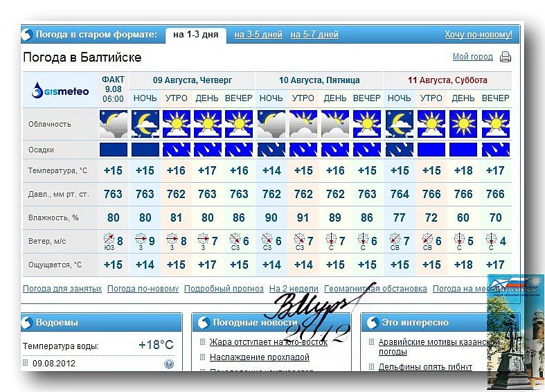 Погода в балтийске калининградской сегодня