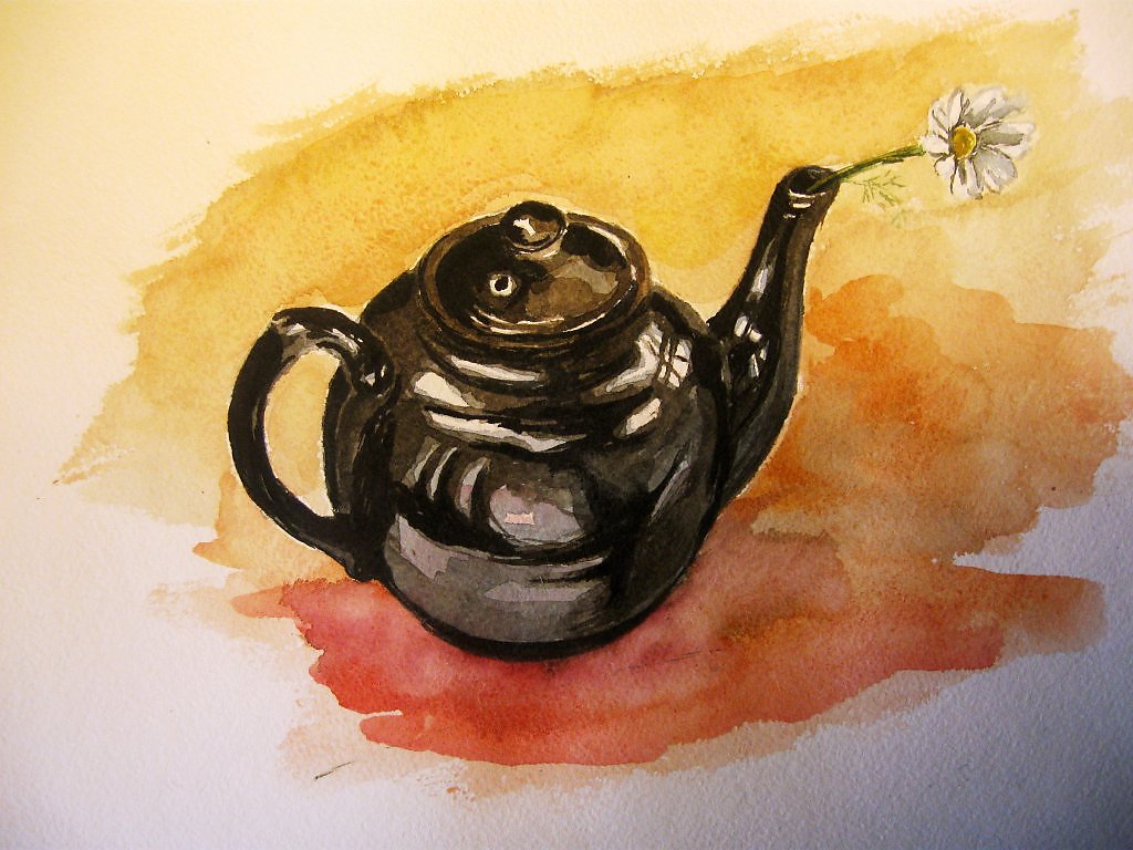 Как нарисовать цветы в чайнике - 98 фото