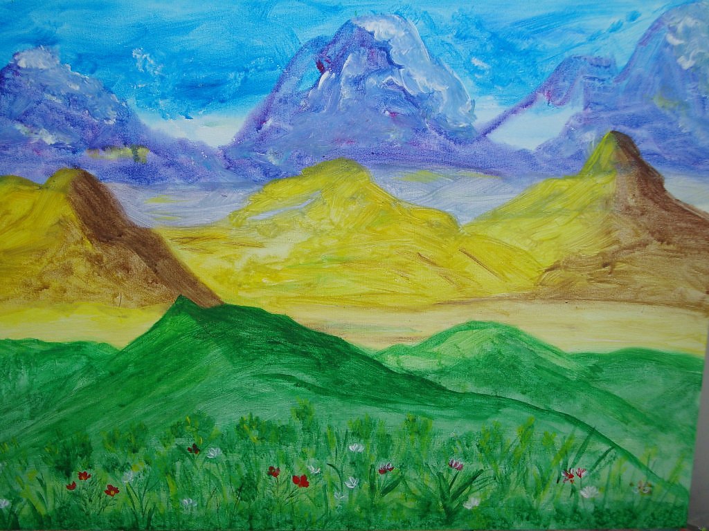 Рисунок красота гор окружающий мир. Изо пейзаж горы. Пейзаж Дагестана рисунок. Красота гор рисунок. Красота гор детский рисунок.