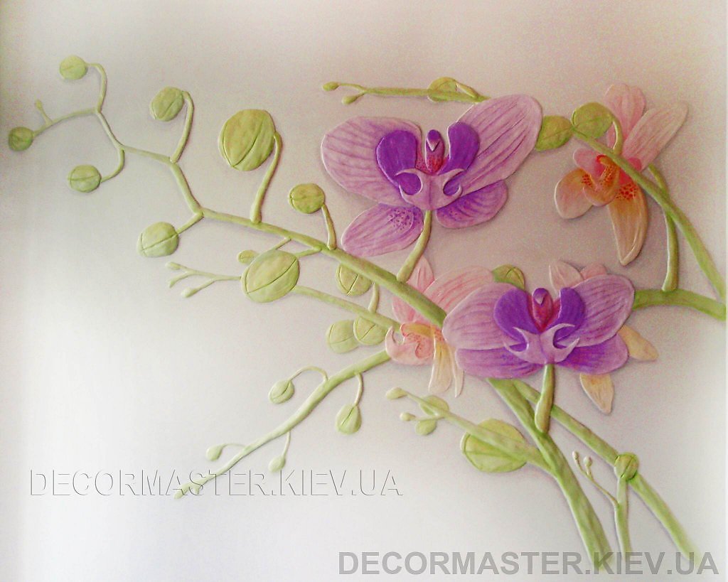 Орхидея рисунок на стене - 49 фото