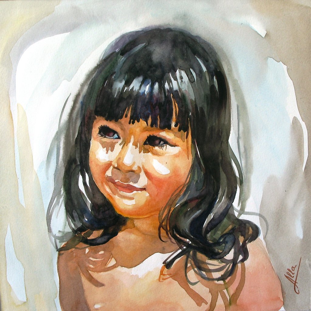 Портрет девочки гуашью
