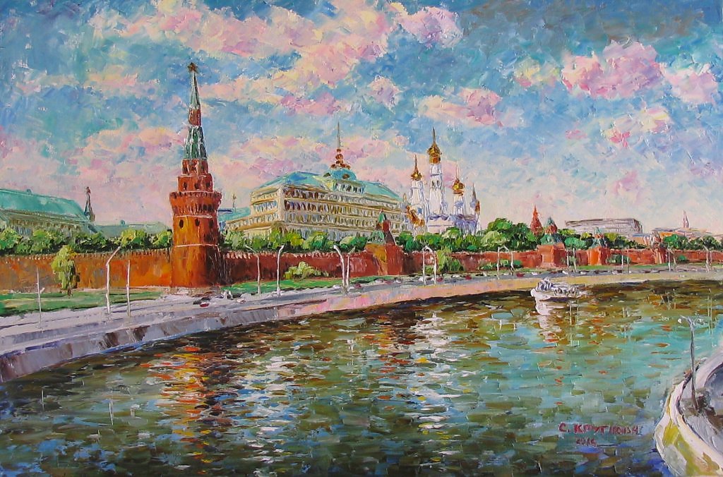 Москва река рисовать