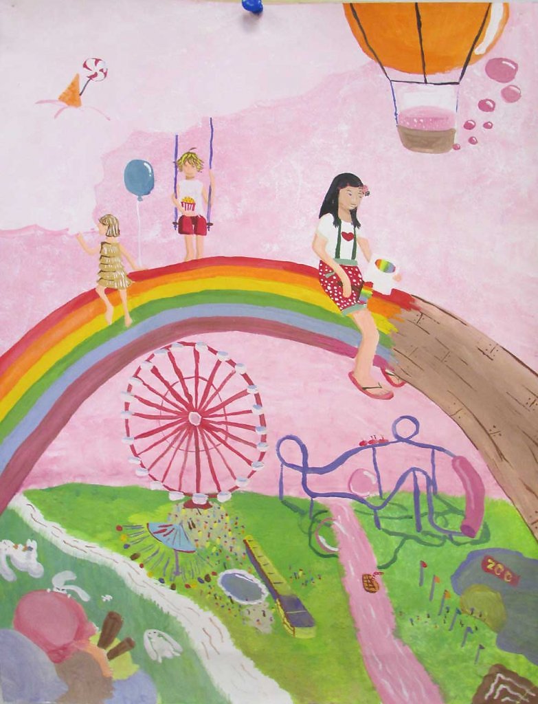 Девочка на радуге рисунок - 83 фото