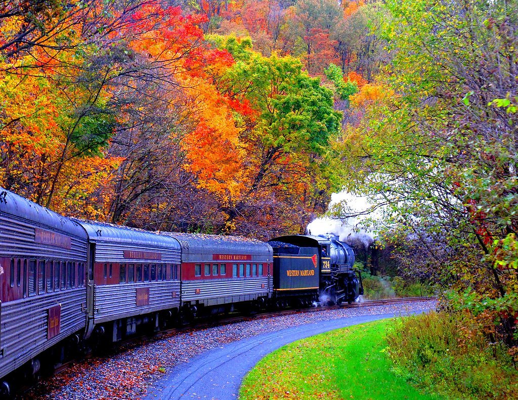Поезд осенью