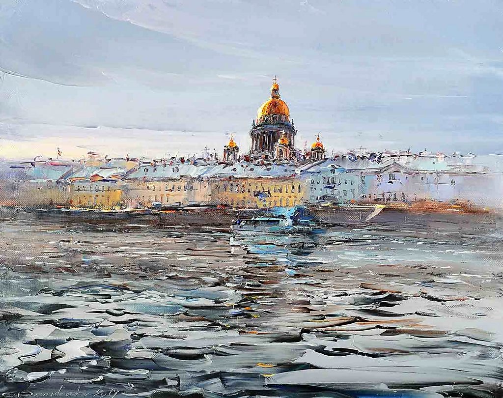 Городской пейзаж Петербург холст масло Сергей Демиденко